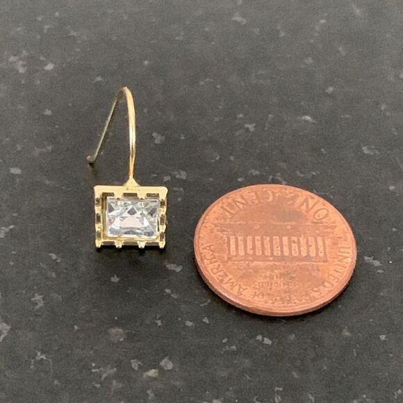 Princess Cut Simulated Diamond & 14k Gold-Plated Drop Earrings, Perfect Gift NEW - Picture 11 of 12
